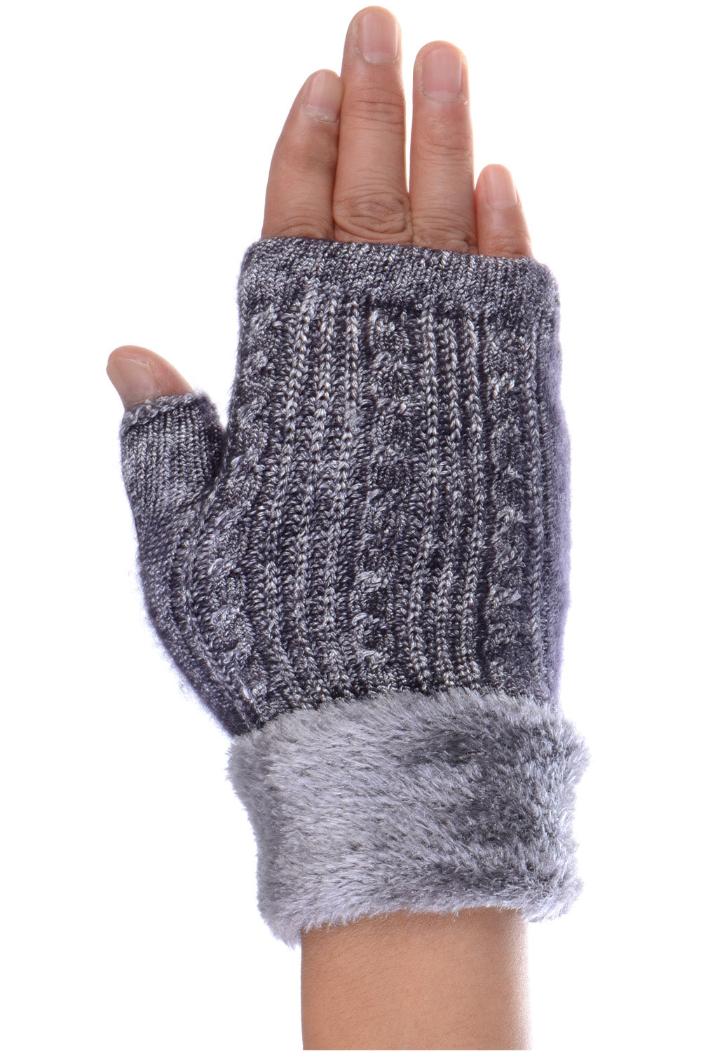 G5239 - One Dozen Ladies Knit Metallic Lining Hand-warmer Gloves