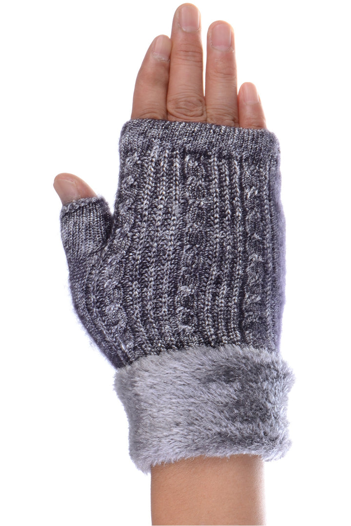 G5239 - One Dozen Ladies Knit Metallic Lining Hand-warmer Gloves