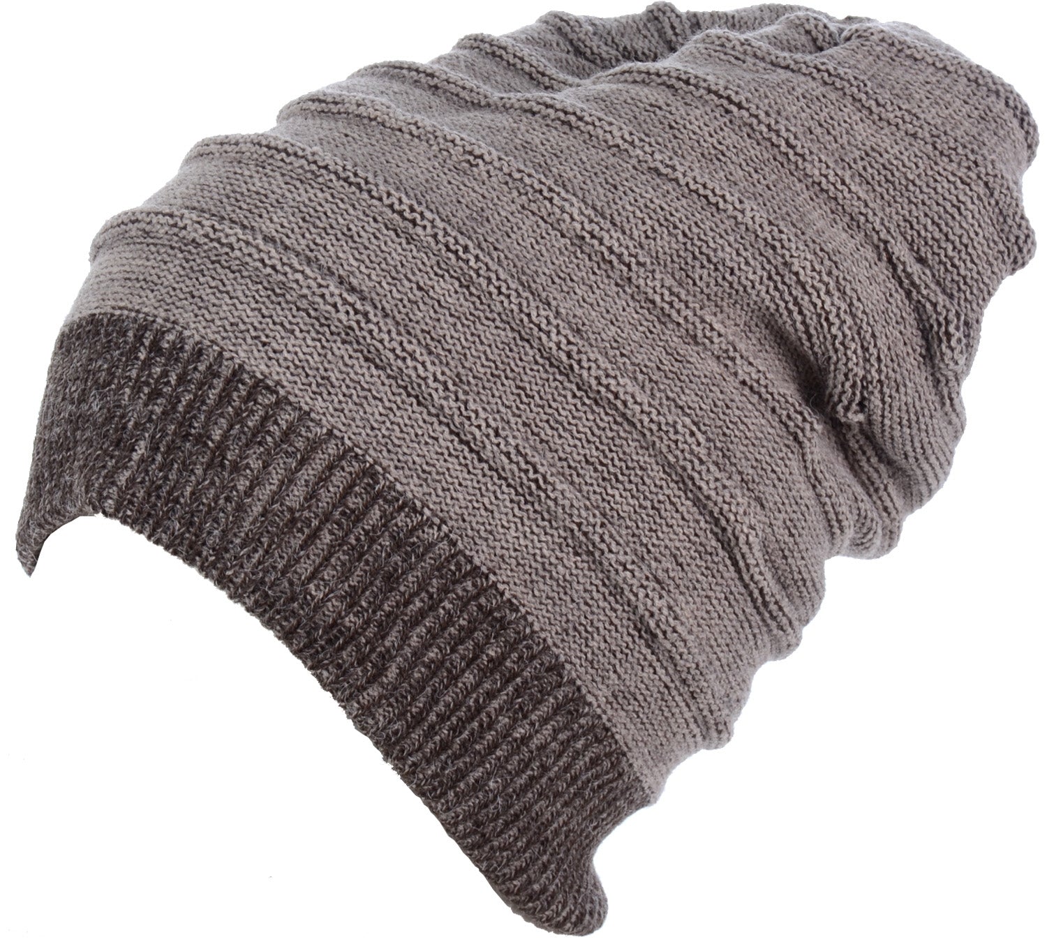 H5213 - One Dozen Solid Stripe Slouchy Autumn Mid Weight Beanie