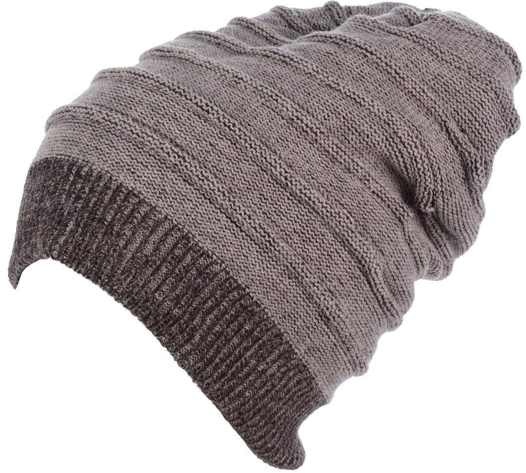H5213 - One Dozen Solid Stripe Slouchy Autumn Mid Weight Beanie