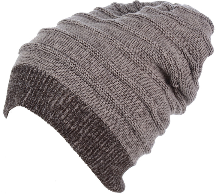 H5213 - One Dozen Solid Stripe Slouchy Autumn Mid Weight Beanie