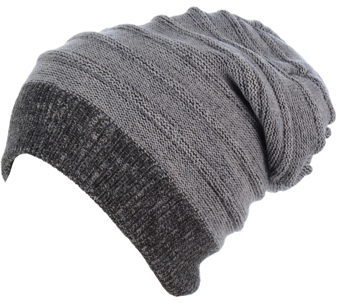 H5213 - One Dozen Solid Stripe Slouchy Autumn Mid Weight Beanie