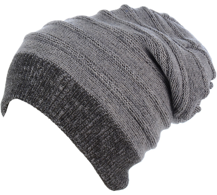 H5213 - One Dozen Solid Stripe Slouchy Autumn Mid Weight Beanie