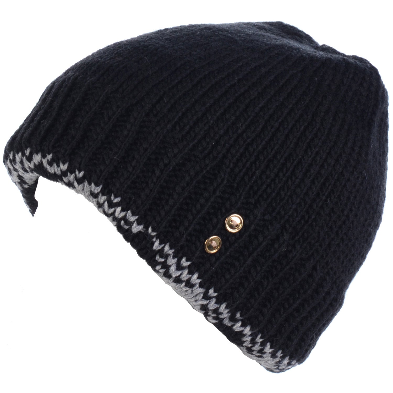H5214 - One Dozen Plaid Trim Lined Winter Beanie Hat