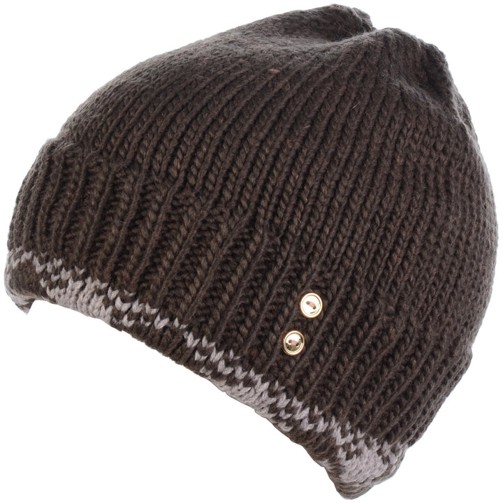 H5214 - One Dozen Plaid Trim Lined Winter Beanie Hat