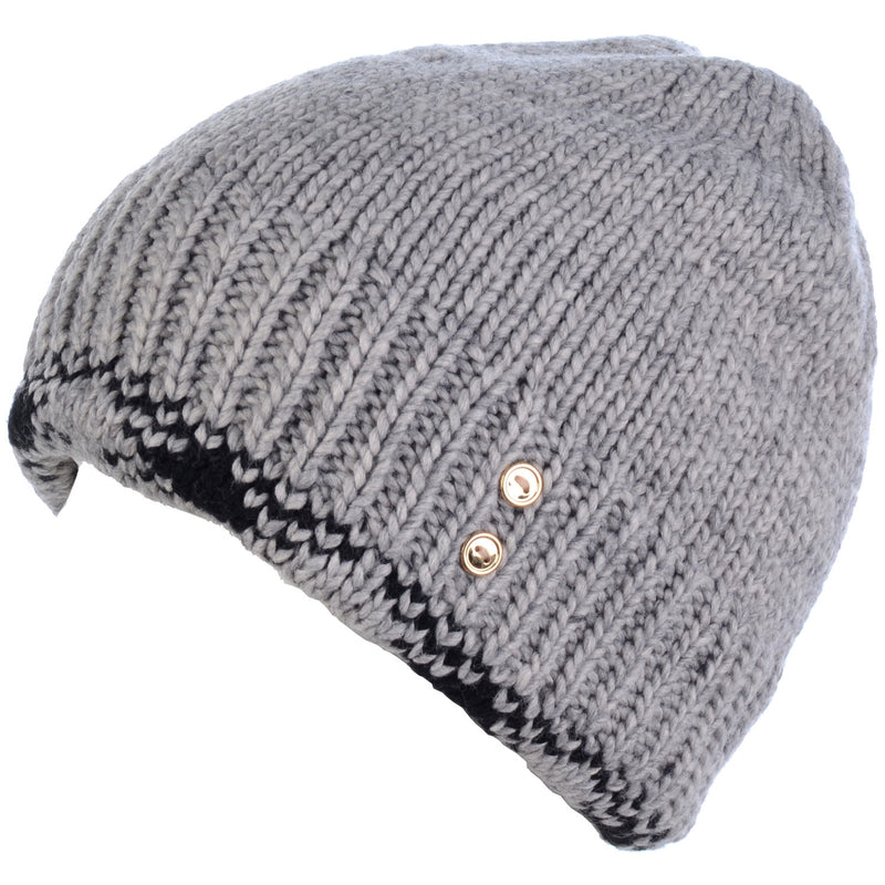 H5214 - One Dozen Plaid Trim Lined Winter Beanie Hat