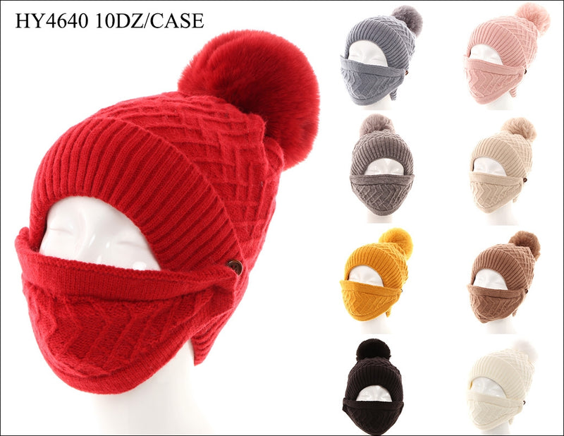HY4640 - One Dozen 2 in 1 winter face mask hat