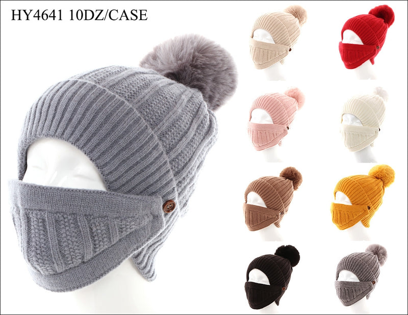 HY4641 - One Dozen 2 in 1 winter face mask hat