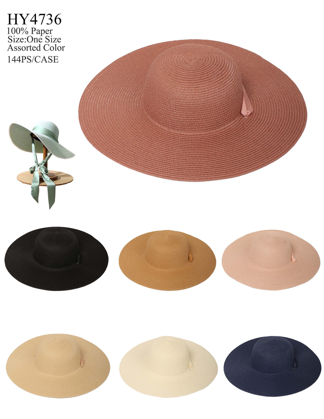 HY4736 - One Dozen straw floppy Hats