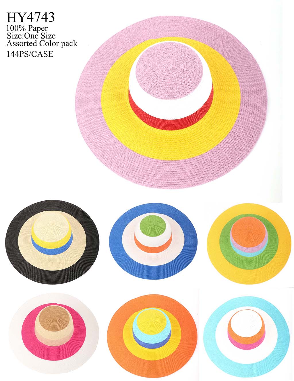 HY4743 - One Dozen straw floppy Hats