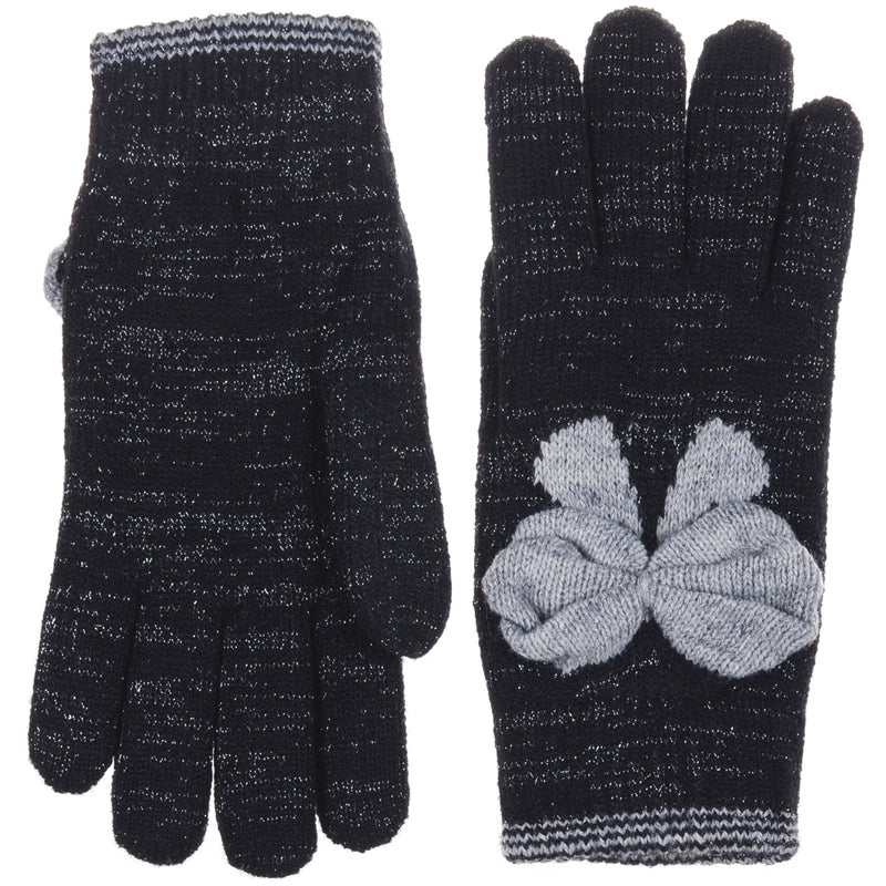 JG502 - One Dozen Ladies Double Layer Lining Knit Bow Tie Gloves