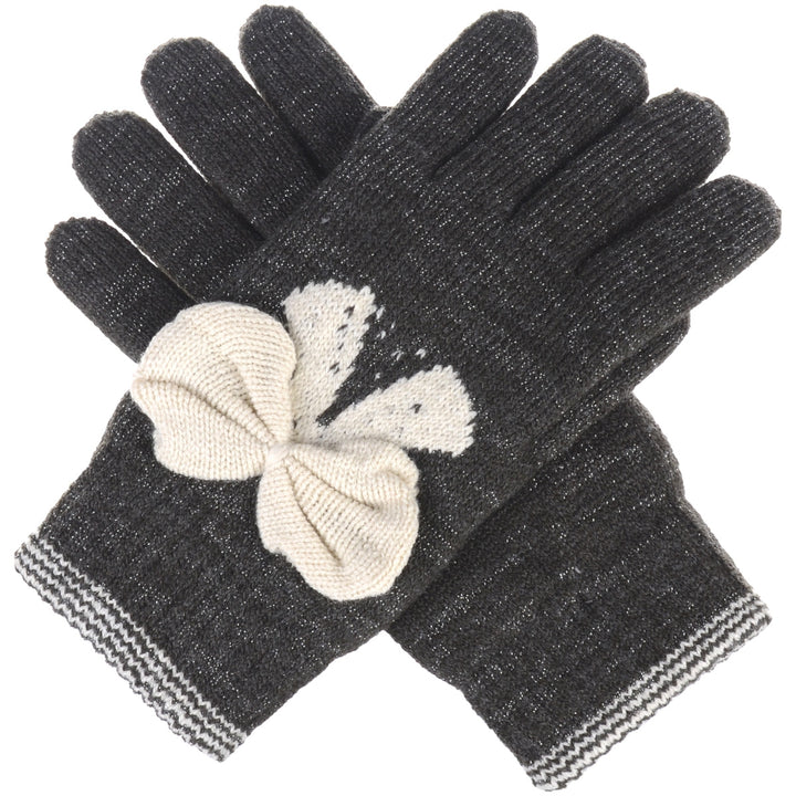 JG502 - One Dozen Ladies Double Layer Lining Knit Bow Tie Gloves
