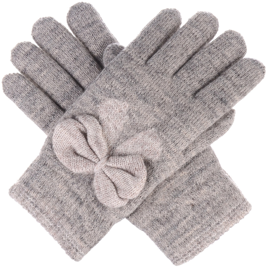 JG502 - One Dozen Ladies Double Layer Lining Knit Bow Tie Gloves
