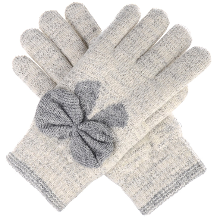 JG502 - One Dozen Ladies Double Layer Lining Knit Bow Tie Gloves