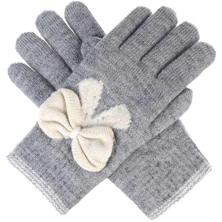 JG502 - One Dozen Ladies Double Layer Lining Knit Bow Tie Gloves