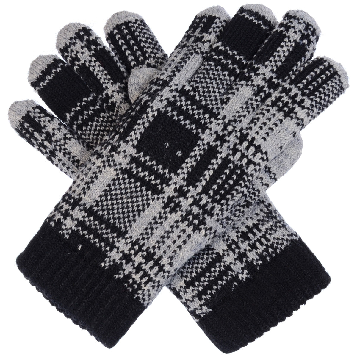 JG506 - One Dozen Ladies Plaid Pattern Soft Inside Fur Lining Gloves