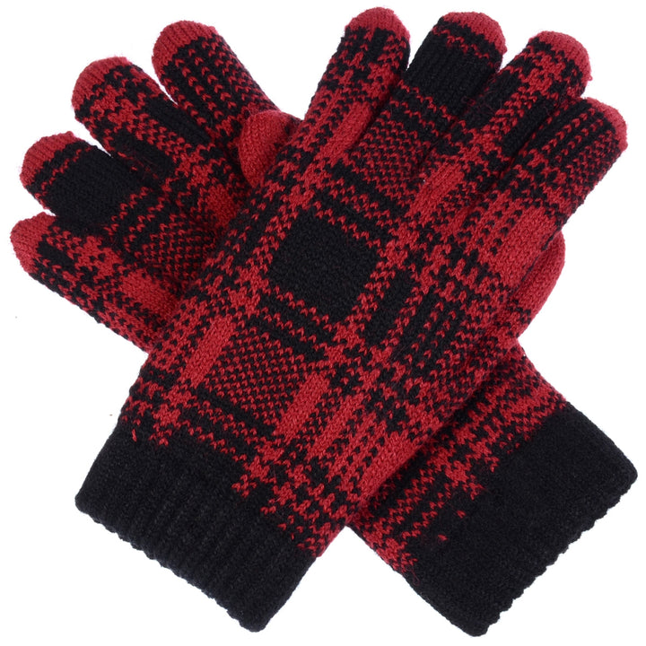 JG506 - One Dozen Ladies Plaid Pattern Soft Inside Fur Lining Gloves