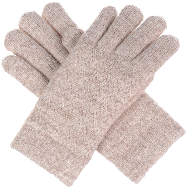 JG507C - One Dozen Ladies Lattice Pattern Soft inside Fur Lining Gloves