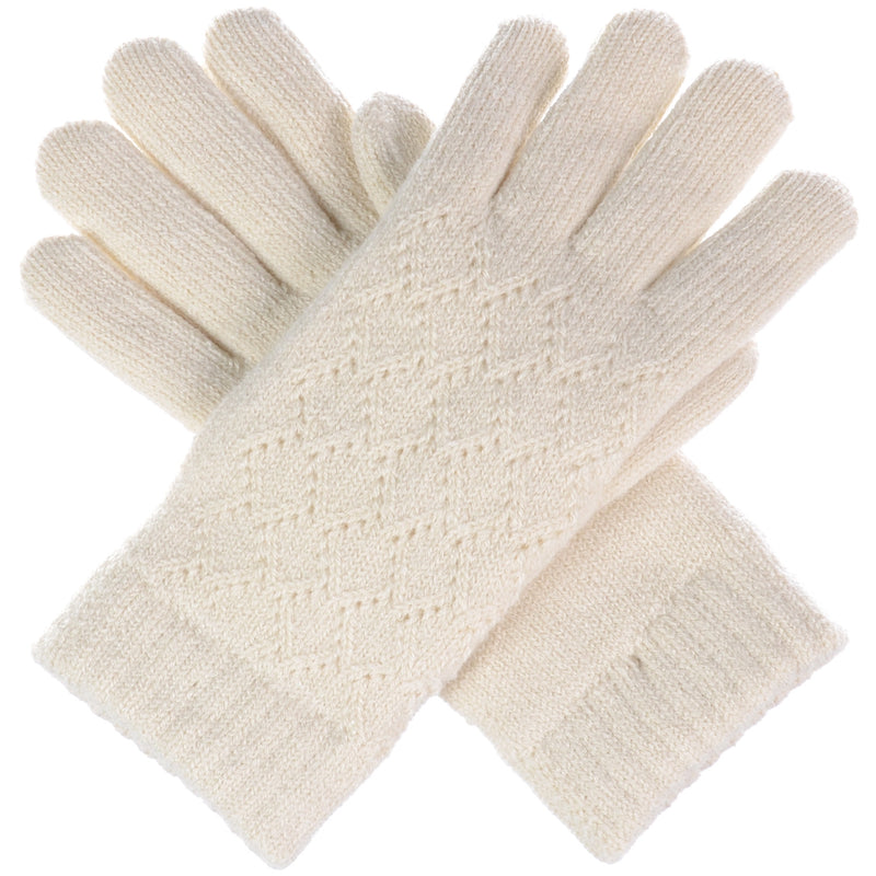 JG507C - One Dozen Ladies Lattice Pattern Soft inside Fur Lining Gloves