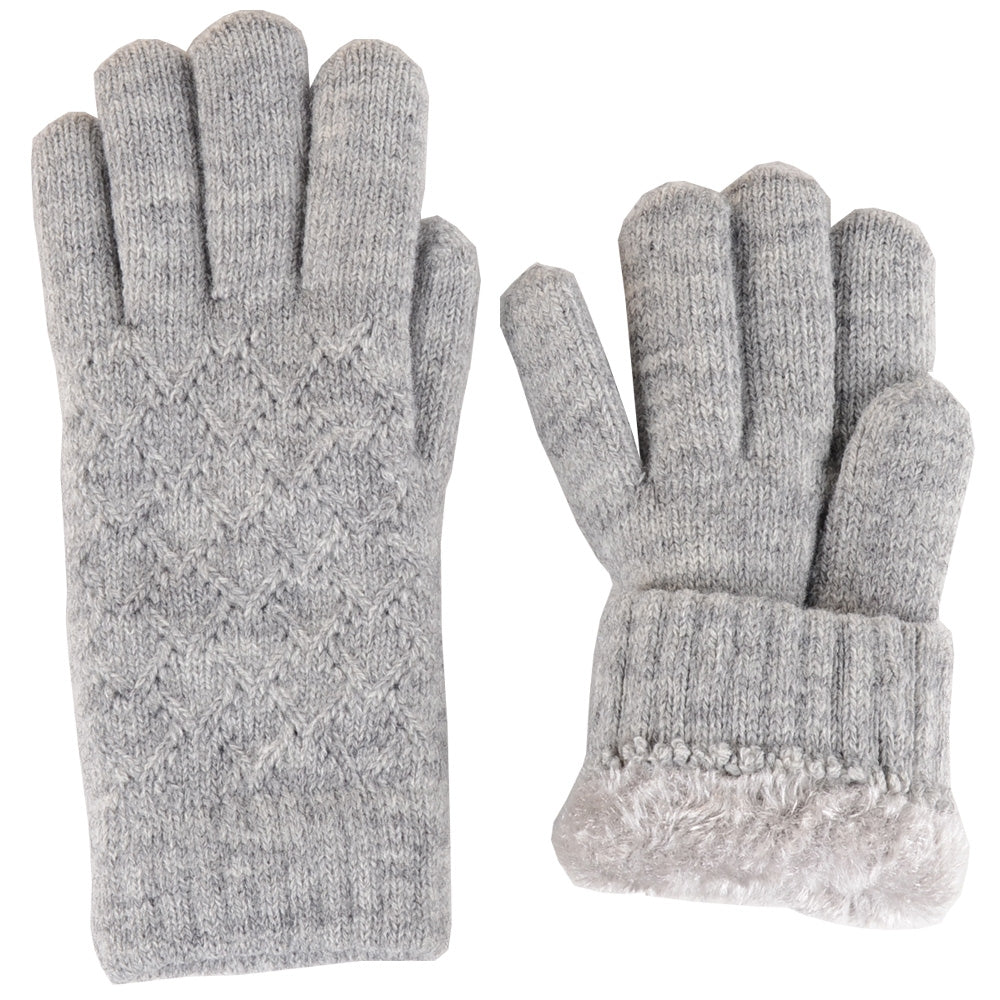 JG507M - One Dozen Ladies Lattice Pattern Soft inside fur lining Gloves