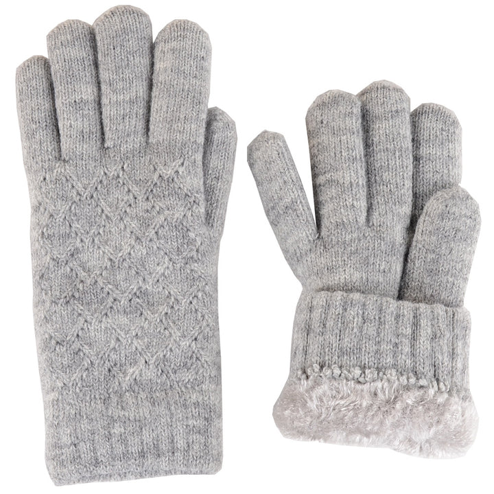JG507M - One Dozen Ladies Lattice Pattern Soft inside fur lining Gloves