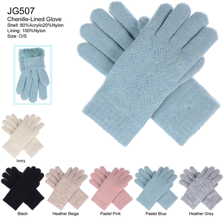 JG507C - One Dozen Ladies Lattice Pattern Soft inside Fur Lining Gloves