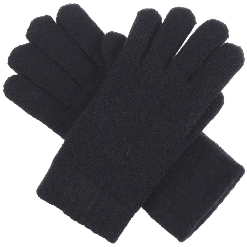 JG507BK - One Dozen Ladies Lattice Pattern Soft inside Fur Lining Gloves