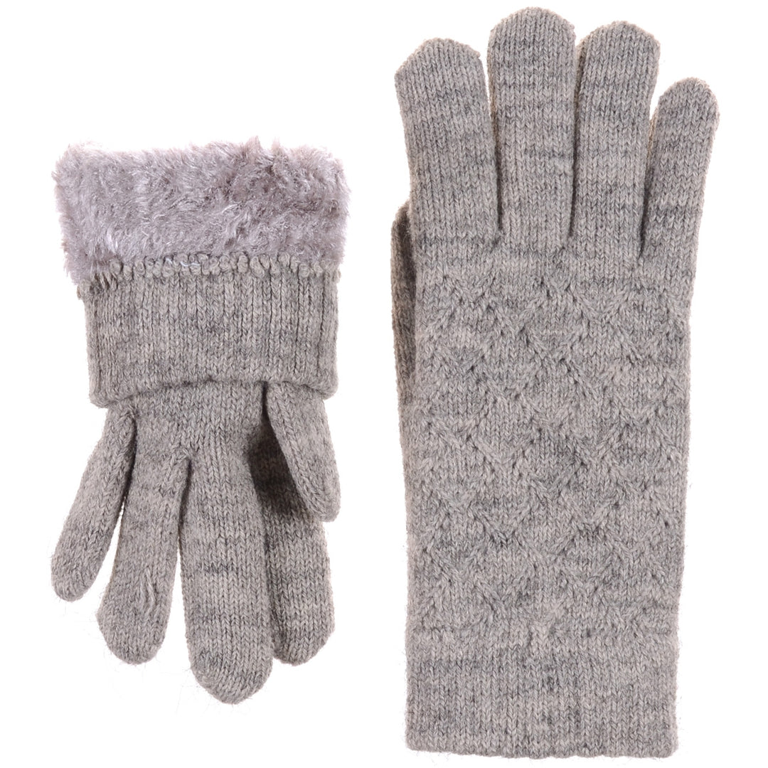 JG507M - One Dozen Ladies Lattice Pattern Soft inside fur lining Gloves