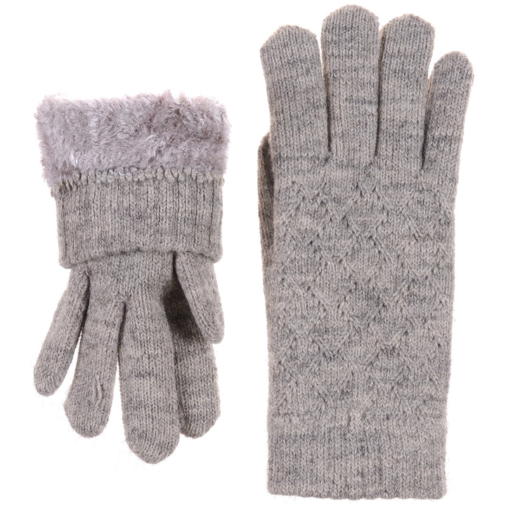 JG507M - One Dozen Ladies Lattice Pattern Soft inside fur lining Gloves