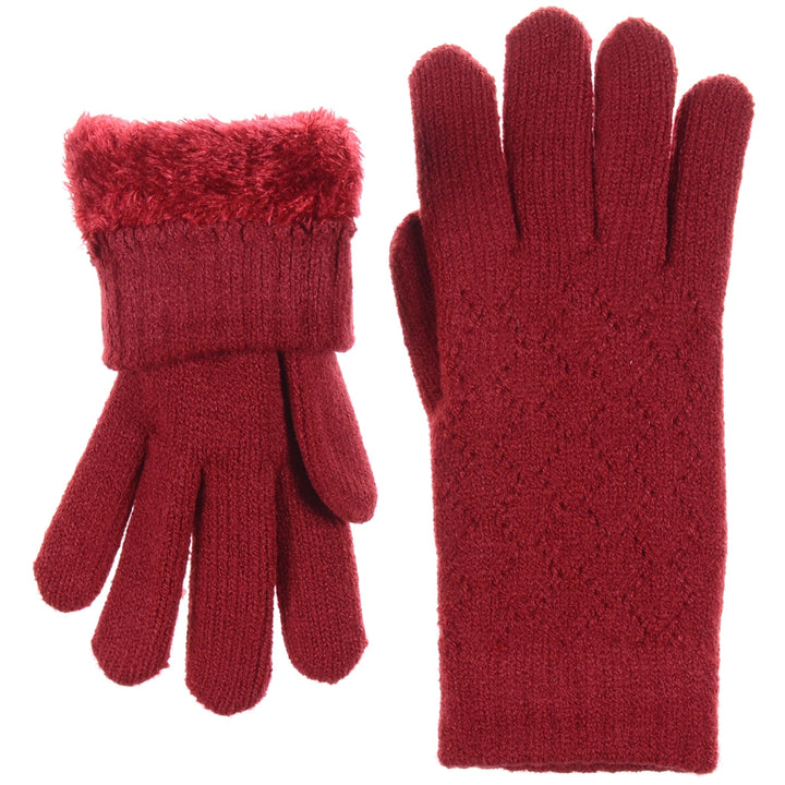 JG507M - One Dozen Ladies Lattice Pattern Soft inside fur lining Gloves