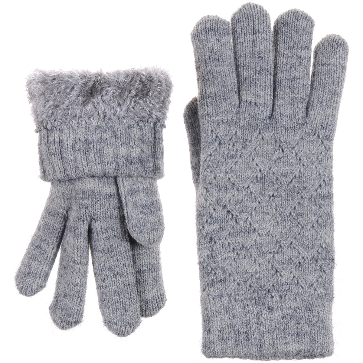 JG507M - One Dozen Ladies Lattice Pattern Soft inside fur lining Gloves