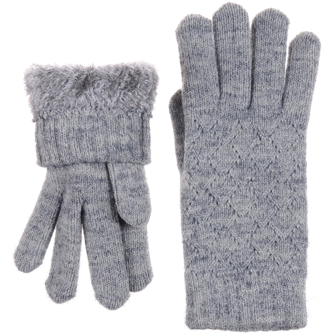 JG507M - One Dozen Ladies Lattice Pattern Soft inside fur lining Gloves