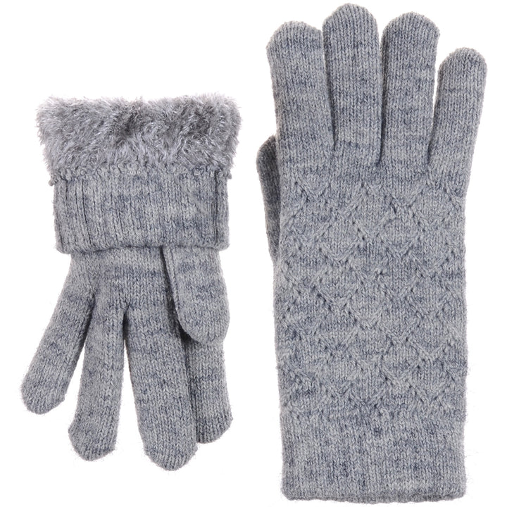 JG507M - One Dozen Ladies Lattice Pattern Soft inside fur lining Gloves