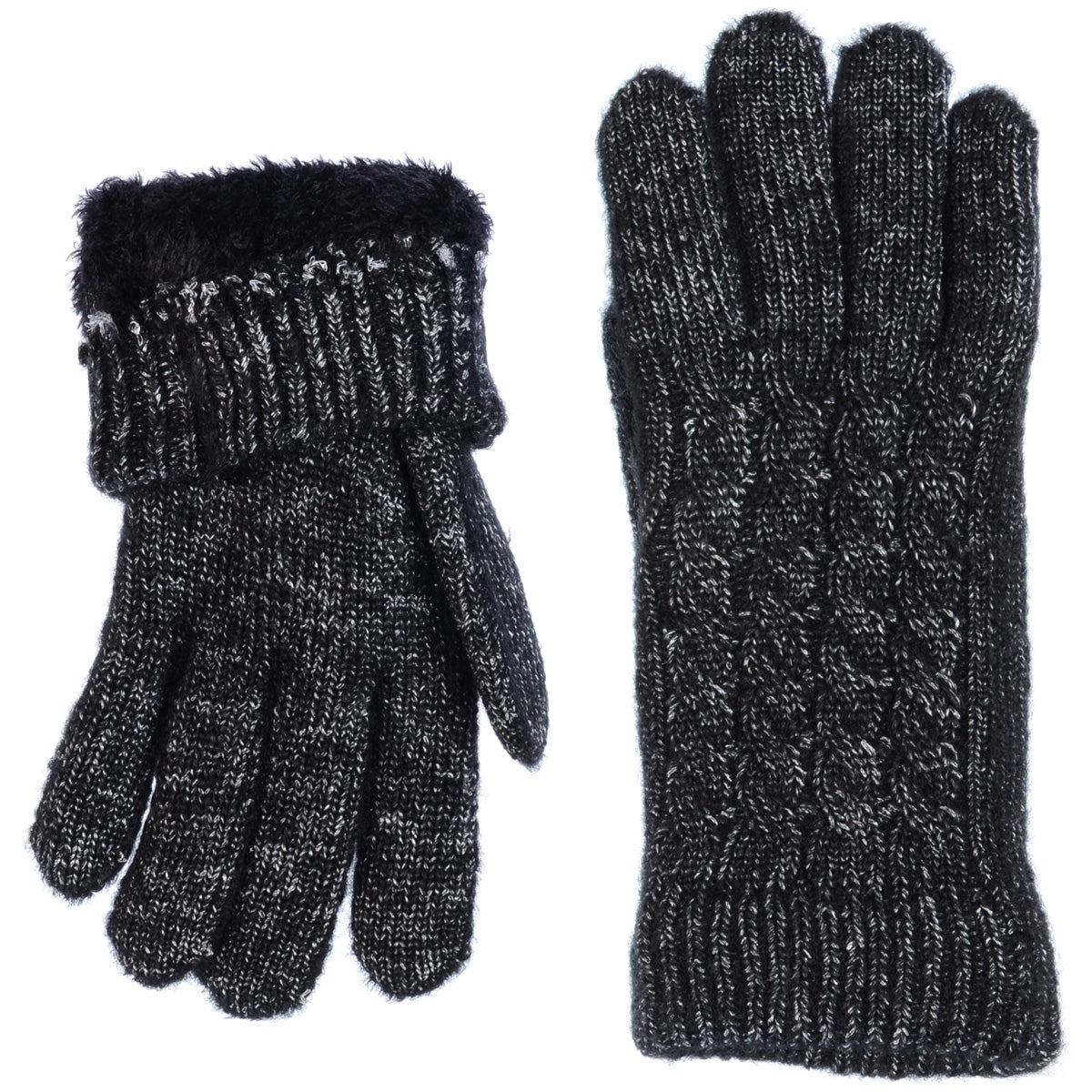 JG509 - One Dozen Ladies Metallic Double Layer Linging Knit Gloves