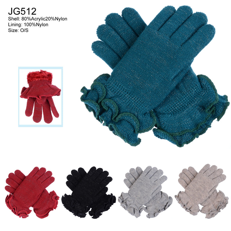 JG512 - One Dozen Ladies Pierrot Knit Pattern Gloves