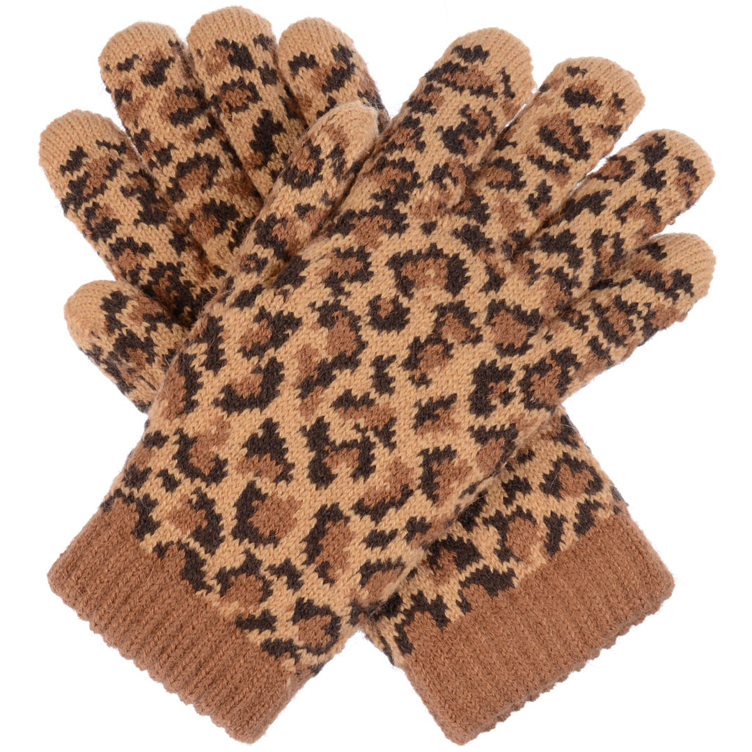 JG517 - One Dozen Ladies Leopard Pattern Soft inside Fur Lining Gloves