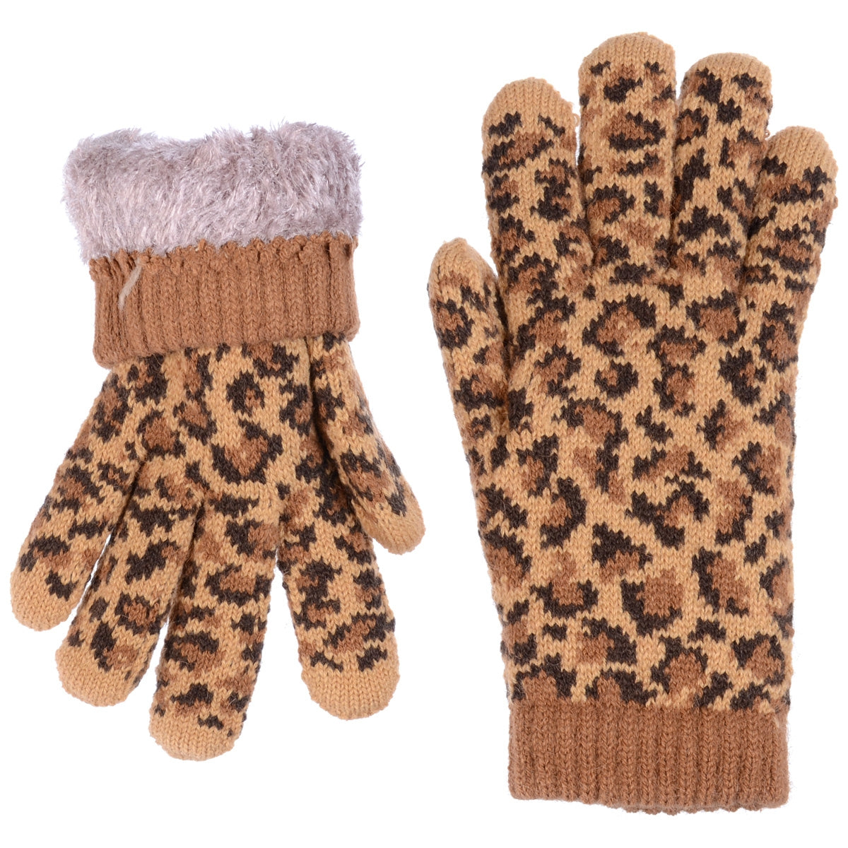 JG517 - One Dozen Ladies Leopard Pattern Soft inside Fur Lining Gloves