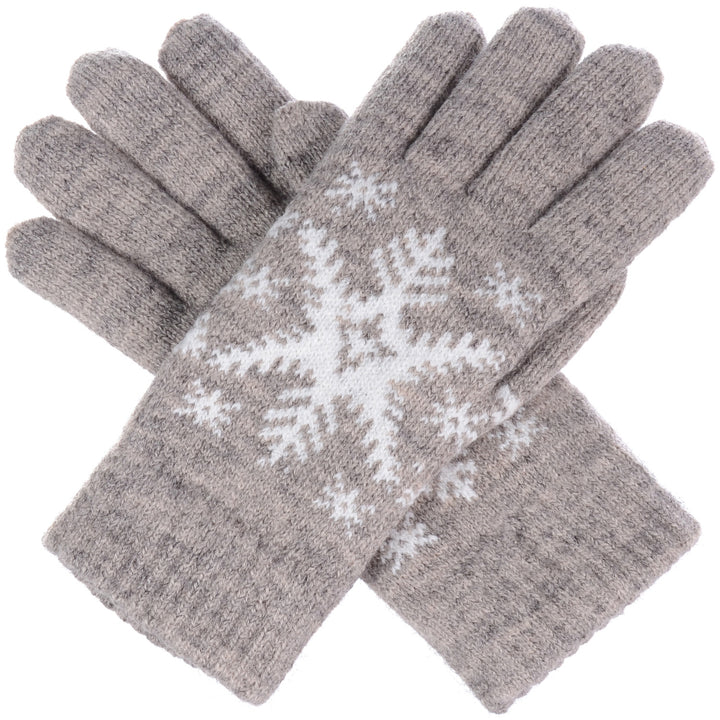 JG519 - One Dozen Ladies SnowFlake Double Layer Lining Knit Gloves
