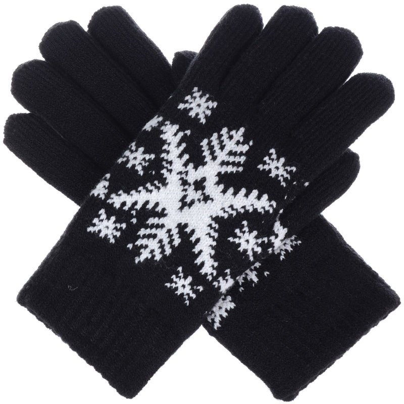 JG519 - One Dozen Ladies SnowFlake Double Layer Lining Knit Gloves