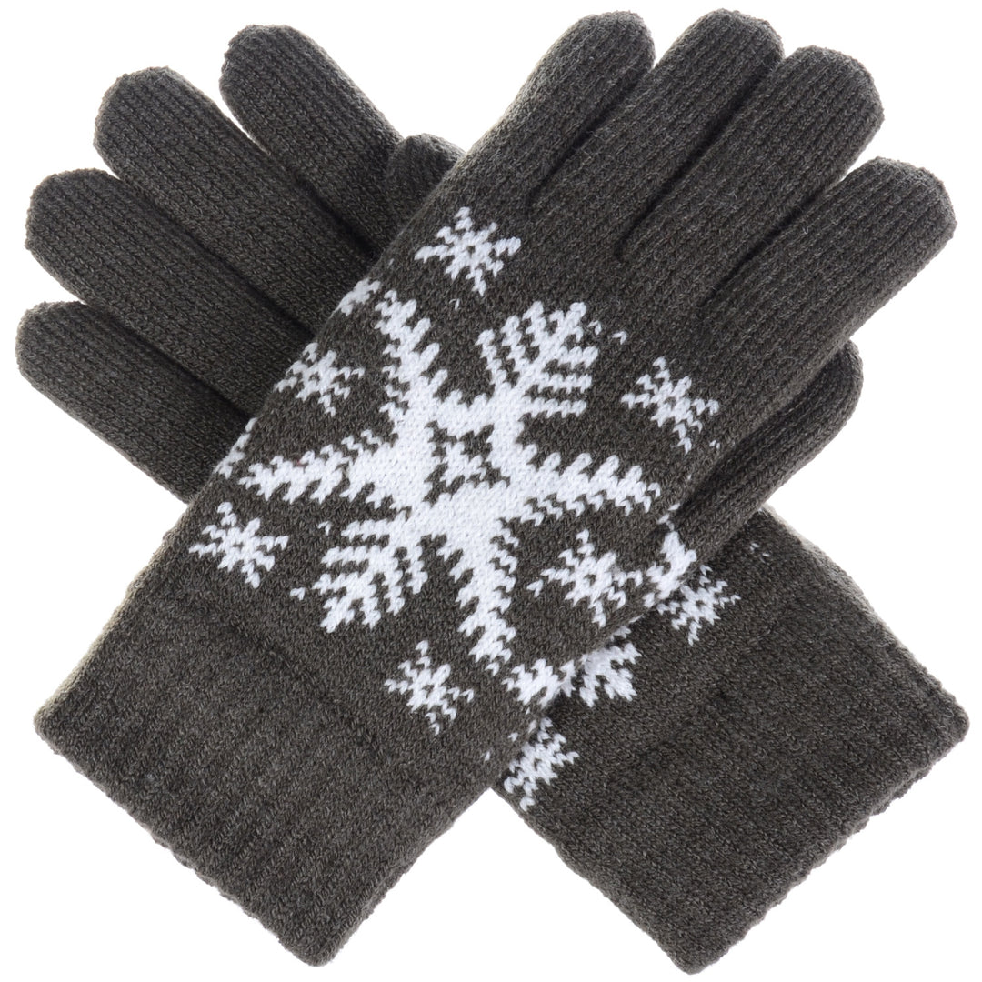 JG519 - One Dozen Ladies SnowFlake Double Layer Lining Knit Gloves