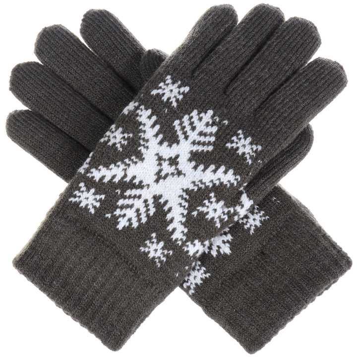 JG519 - One Dozen Ladies SnowFlake Double Layer Lining Knit Gloves