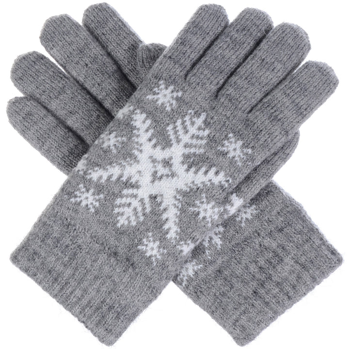 JG519 - One Dozen Ladies SnowFlake Double Layer Lining Knit Gloves