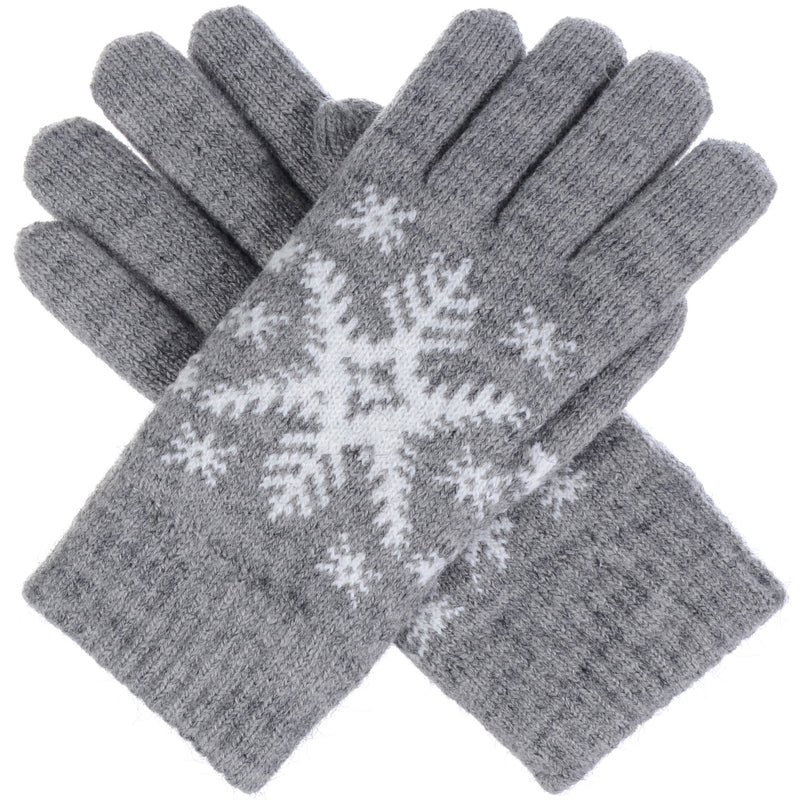 JG519 - One Dozen Ladies SnowFlake Double Layer Lining Knit Gloves