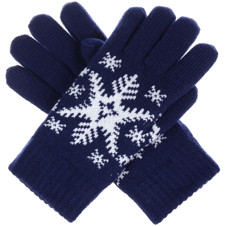 JG519 - One Dozen Ladies SnowFlake Double Layer Lining Knit Gloves