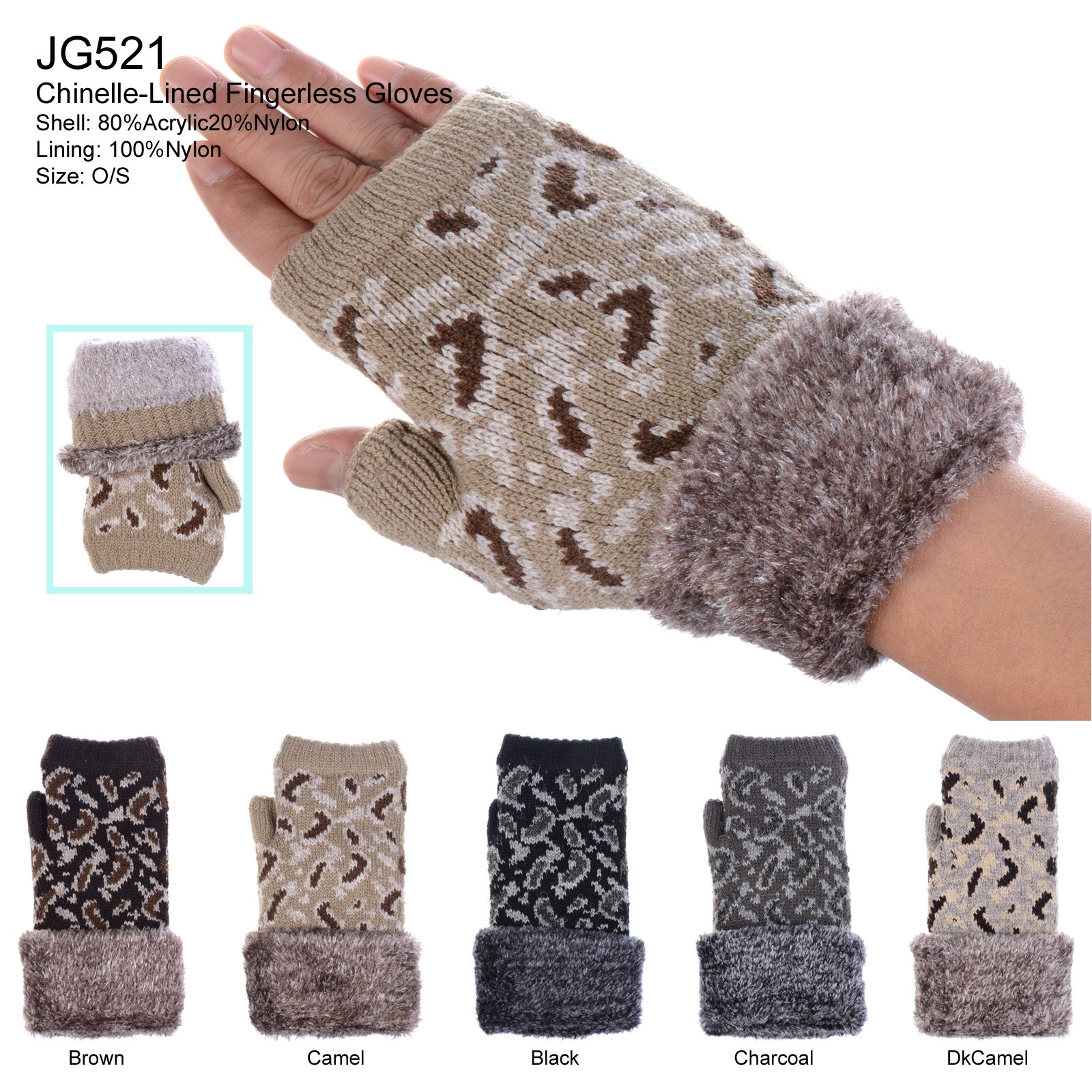 JG521 - One Dozen Ladies Handwarmer Gloves