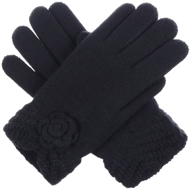 JG601 - One Dozen Ladies Double Layer Fur Lining Flower Gloves
