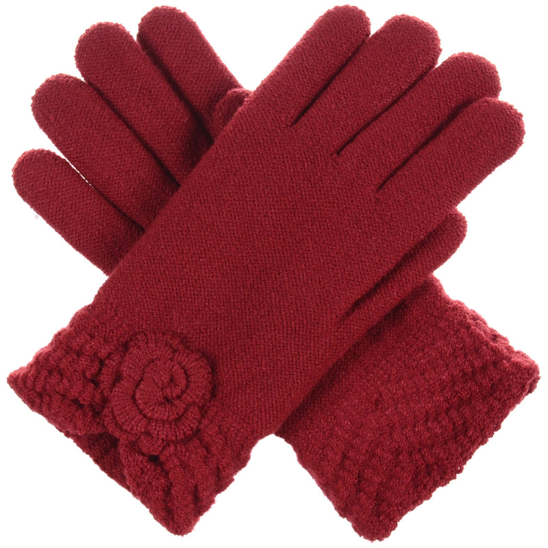 JG601 - One Dozen Ladies Double Layer Fur Lining Flower Gloves