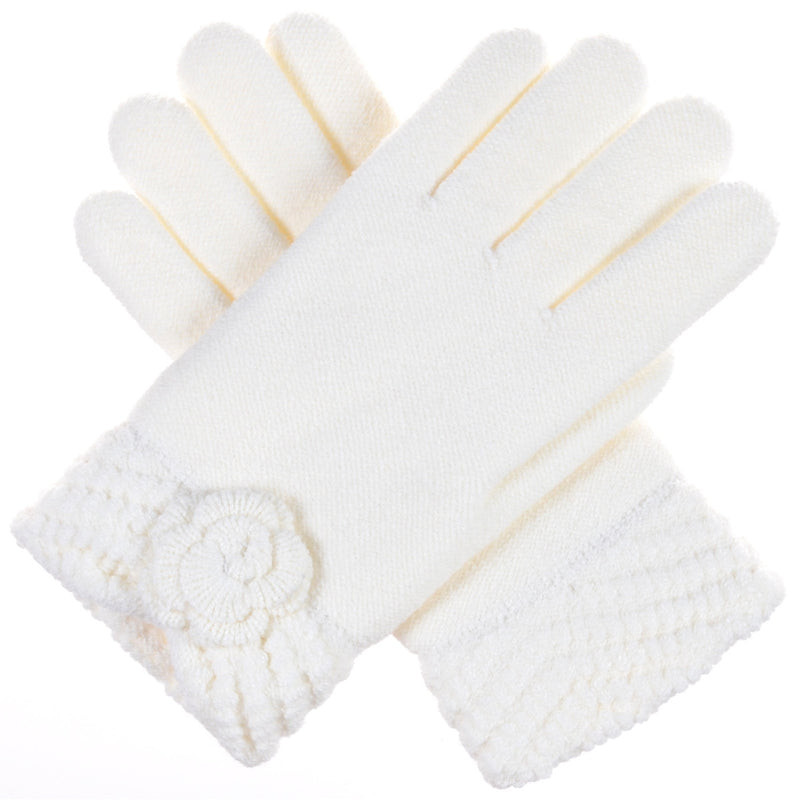 JG601P - One Dozen Ladies Double Layer Fur Lining Flower Gloves