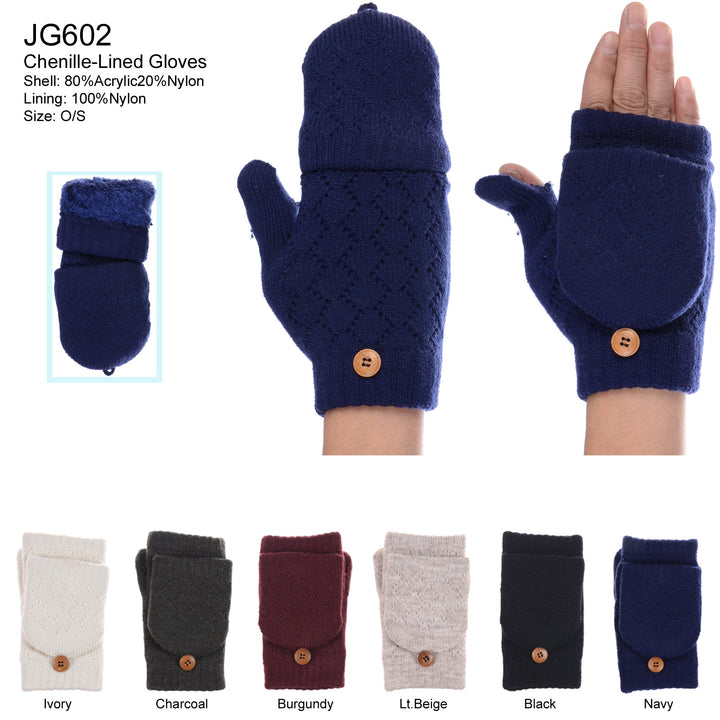 JG602 - One Dozen Ladies Convertible Fingerless Gloves