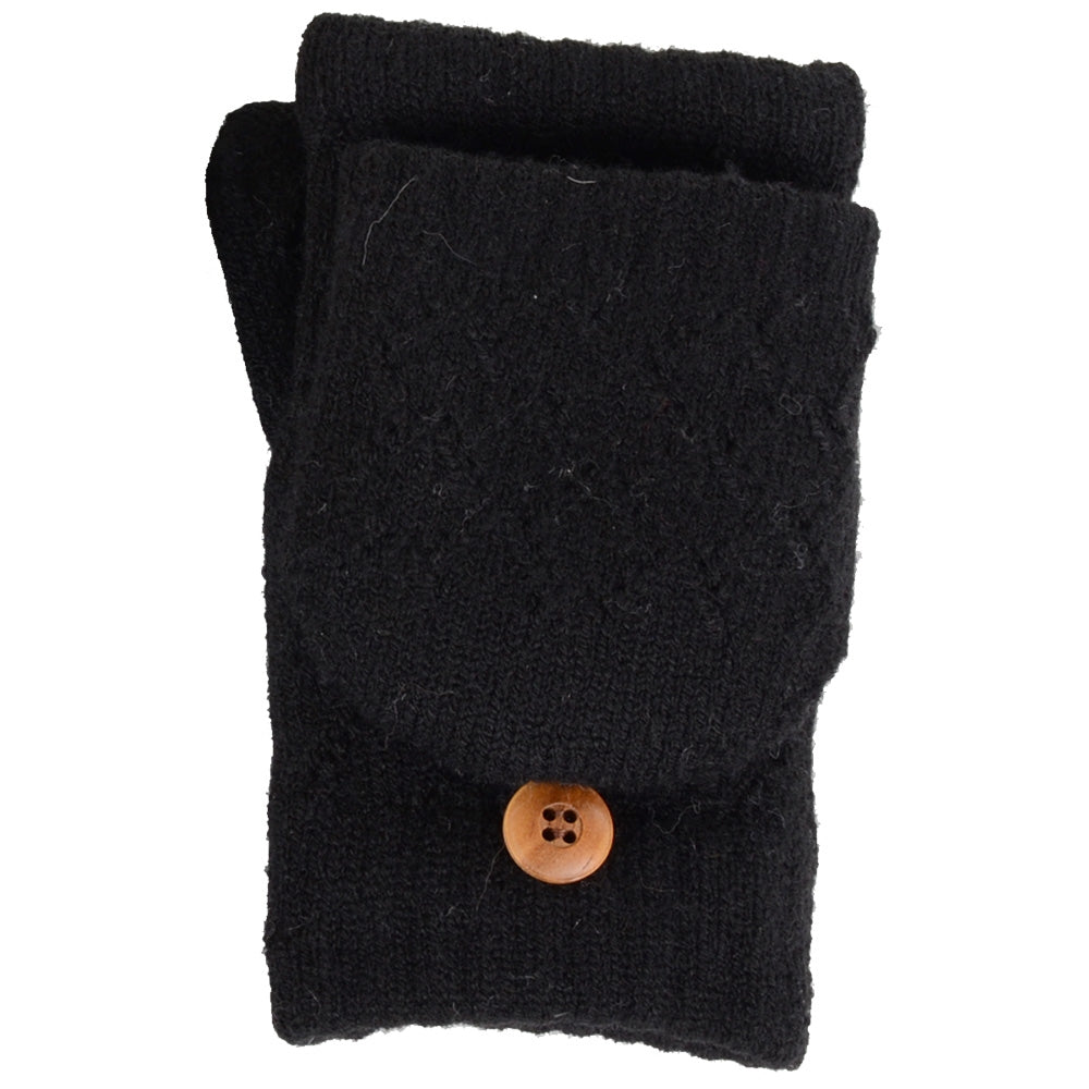 JG602_BLACK - One Dozen Ladies Convertible Fingerless Gloves